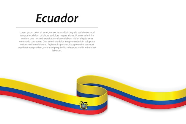 Cinta ondeante o pancarta con bandera de ecuador