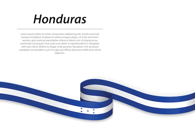 Cinta ondeante o pancarta con bandera de honduras