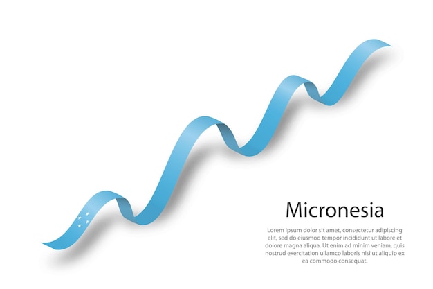 Cinta ondeante o pancarta con bandera de micronesia