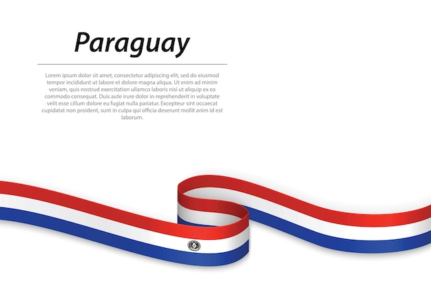 Cinta ondeante o pancarta con bandera de paraguay