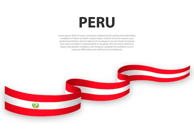 Cinta ondeante o pancarta con la bandera de perú plantilla para el diseño de carteles del día de la independencia