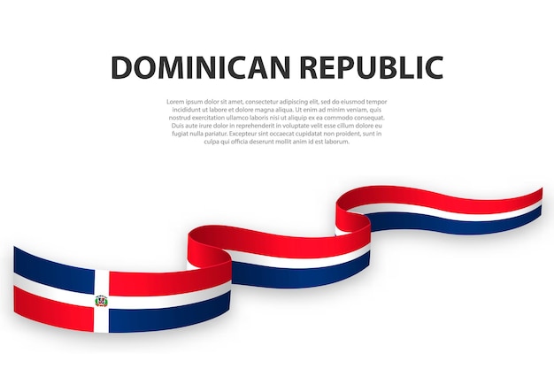 Cinta ondeante o pancarta con bandera de República Dominicana Plantilla para el diseño de carteles del día de la independencia