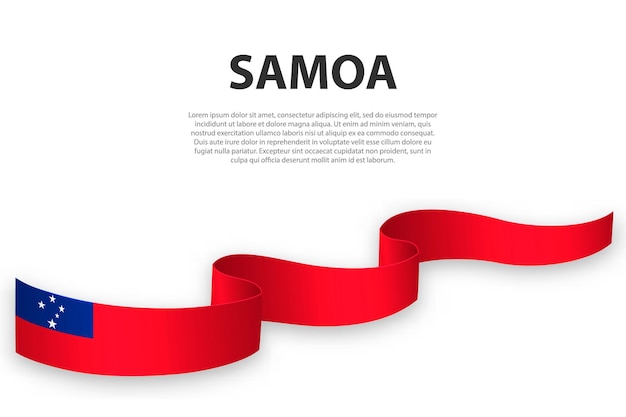 Cinta ondeante o pancarta con la bandera de Samoa Plantilla para el diseño de carteles del día de la independencia