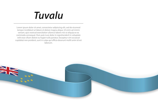 Cinta ondeante o pancarta con la bandera de tuvalu plantilla para el diseño de carteles del día de la independencia