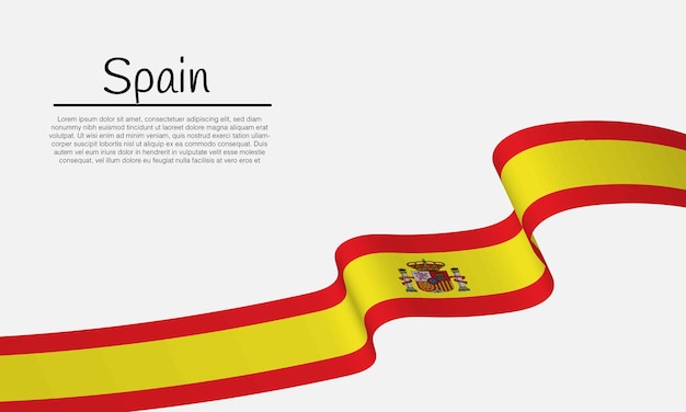 Cinta ondeante con plantilla de bandera de españa para el diseño de carteles del día de la independencia