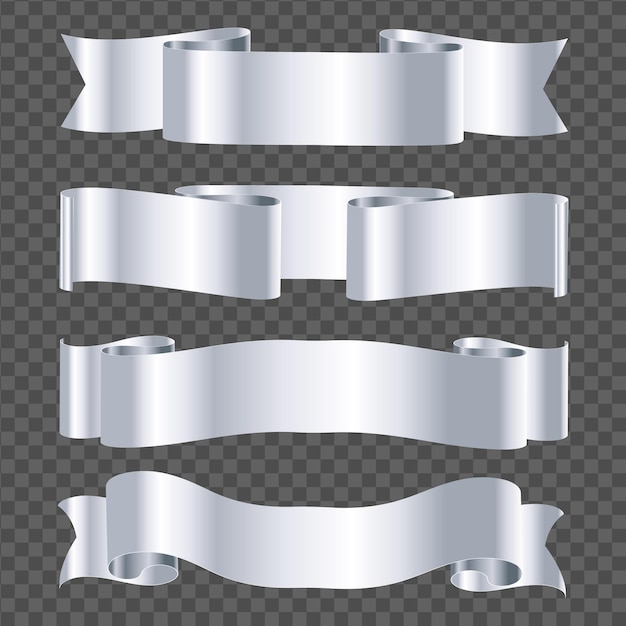 Vector cinta de plata aislada sobre fondo transparente