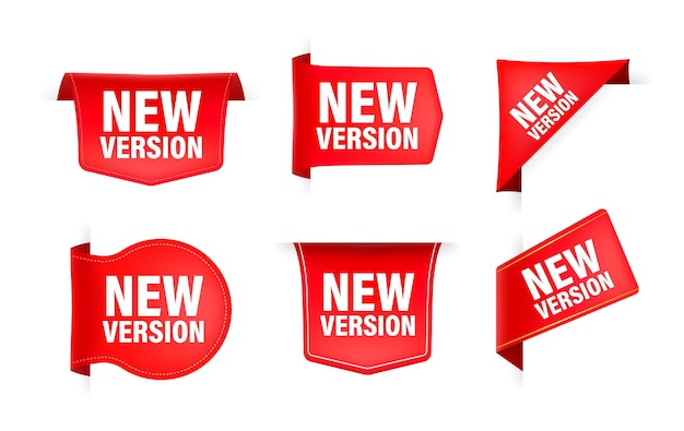 Cinta roja con texto Nueva versión Etiqueta de cinta de banner Nueva versión