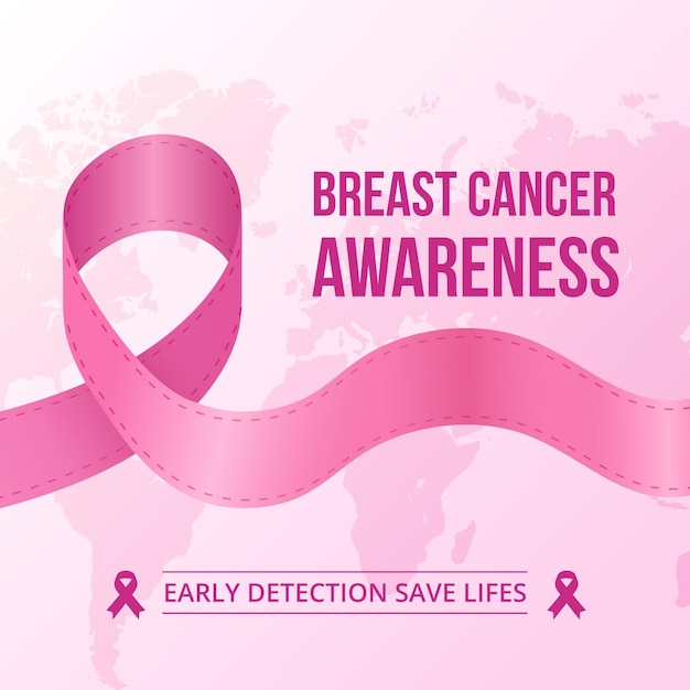 Vector cinta rosa para el mes de concientización sobre el cáncer de mama