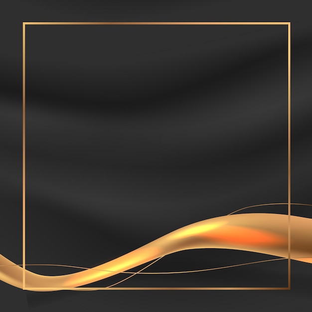 Cinta de tela de seda 3d dorada suave abstracta para lujo elegante con fondo oscuro