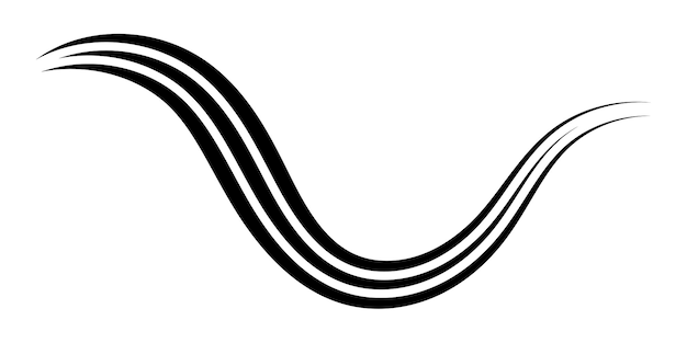 Cinta de vector de triple línea curva elegante como un elemento de caligrafía elegante línea curva elegante