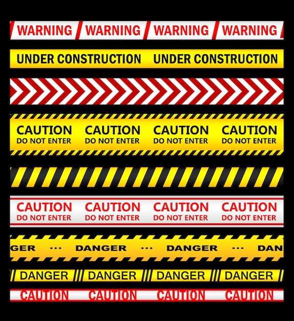 Cintas de advertencia, seguridad y precaución y cintas para seguridad, crimen o diseño prohibido