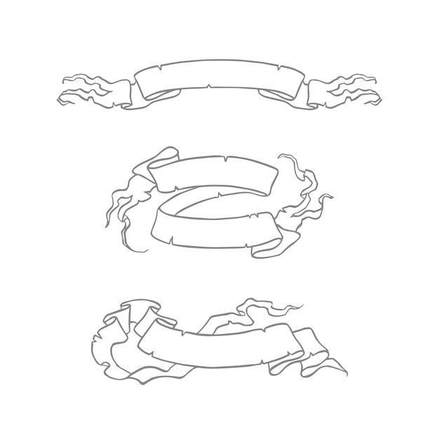 Vector cintas blancas espacio de pergaminos antiguos para gráfico vectorial de encabezado