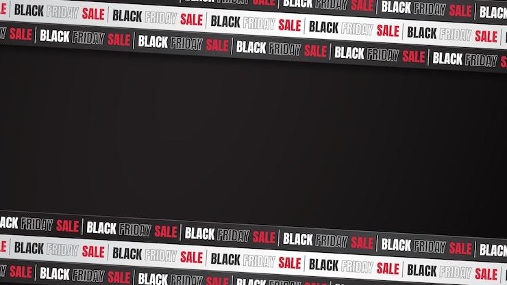Vector cintas blancas y negras con letras de venta del viernes negro sobre un fondo negro