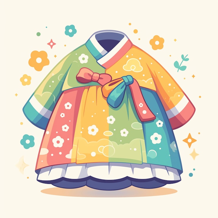 Vector las cintas coloridas en los vestidos de hanbok