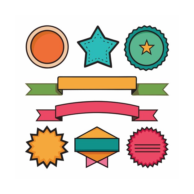 Cintas etiquetas y pegatinas comercio electrónico y compras conjunto de iconos ilustración vectorial