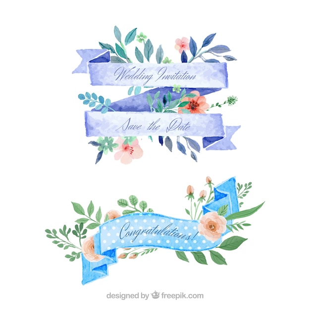 Cintas florales de acuarela para la boda