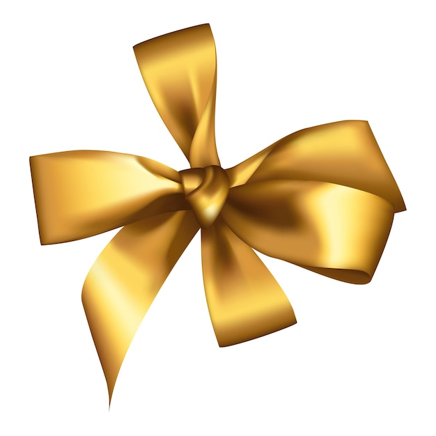 Cintas y lazos de oro vectorial para envolver la caja de regalos en blanco