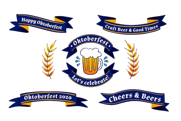 Cintas de oktoberfest dibujadas a mano