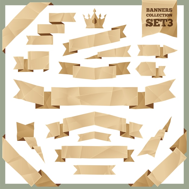 Cintas de papel arrugado Banners colección conjunto