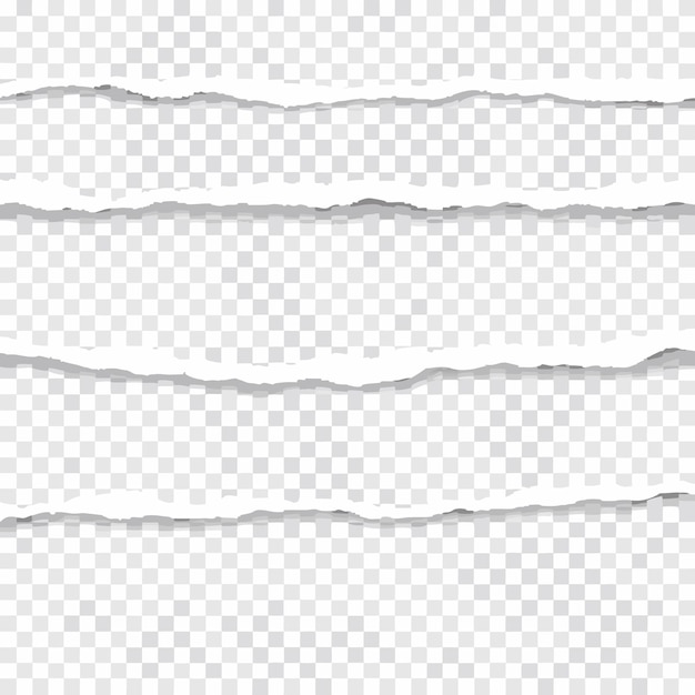 Cintas de papel rasgadas con un efecto realista aisladas sobre un fondo transparente