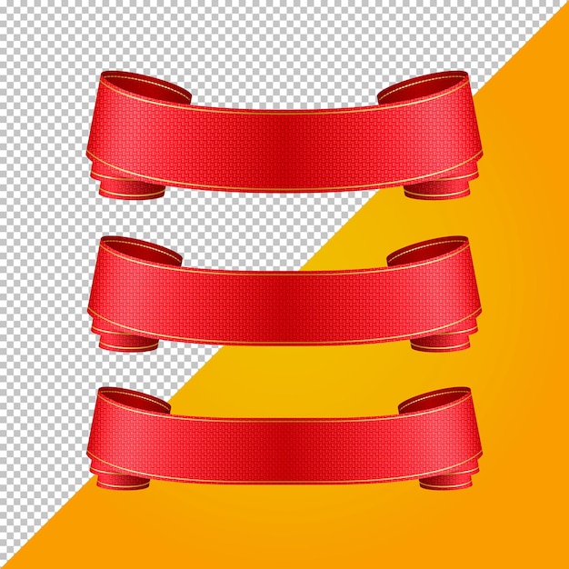 Cintas rojas realistas con textura de tela en 3D