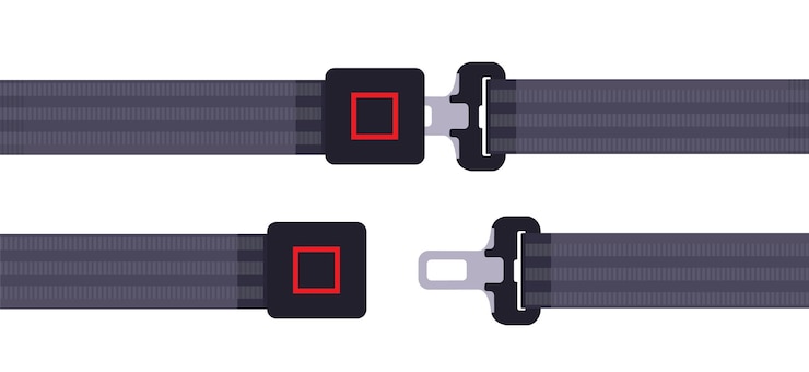 Vector cinturón de seguridad abierto y cerrado aislado sobre fondo blanco