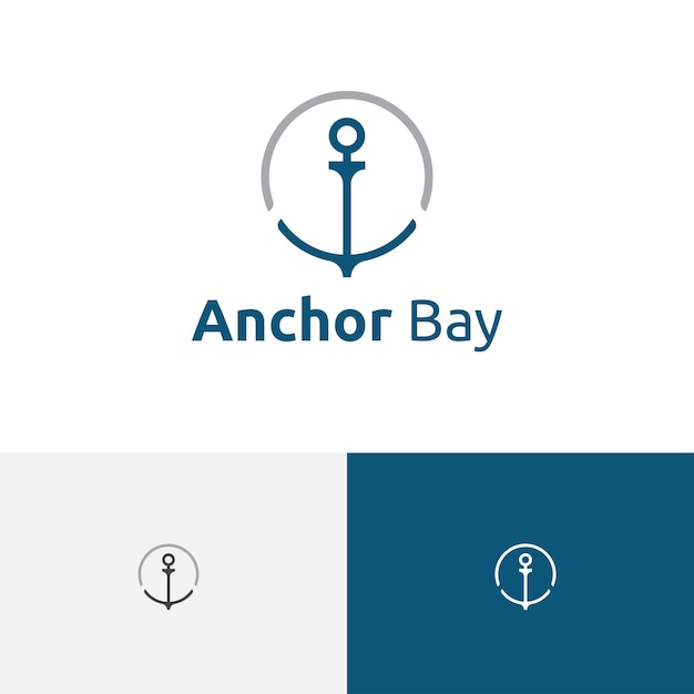 Circle anchor ship sea ocean tour aventura náutica monoline logo