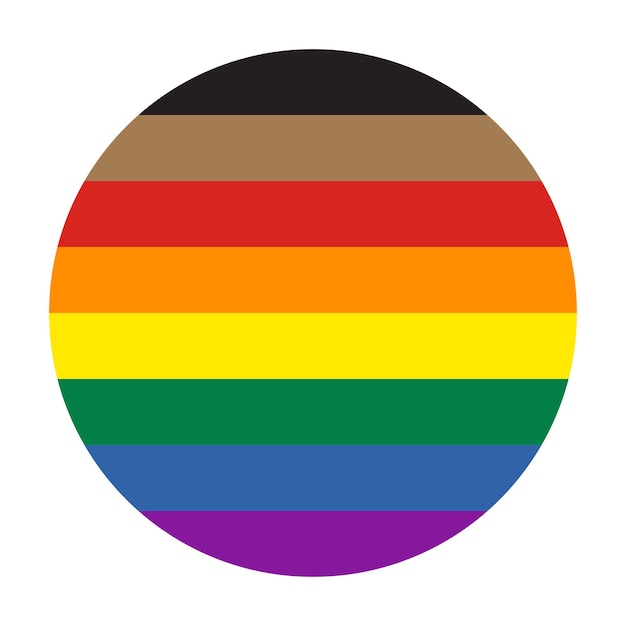 Circle Rainbow icon nueva bandera del orgullo con rayas blancas y marrones Símbolo de la comunidad LGBT