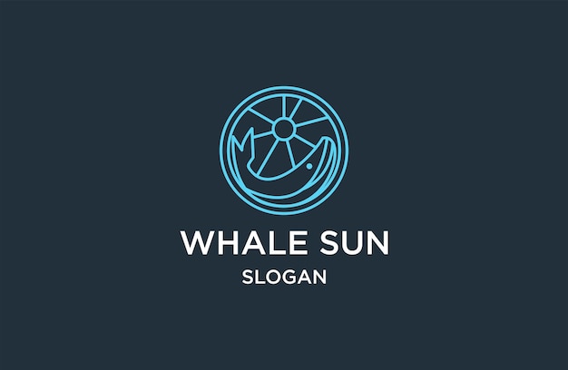 Circle Whale Sun logo plantilla vector ilustración diseño