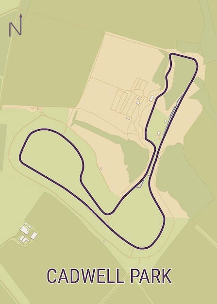 El circuito de Cadwell Park, Reino Unido, arte del cartel del mapa