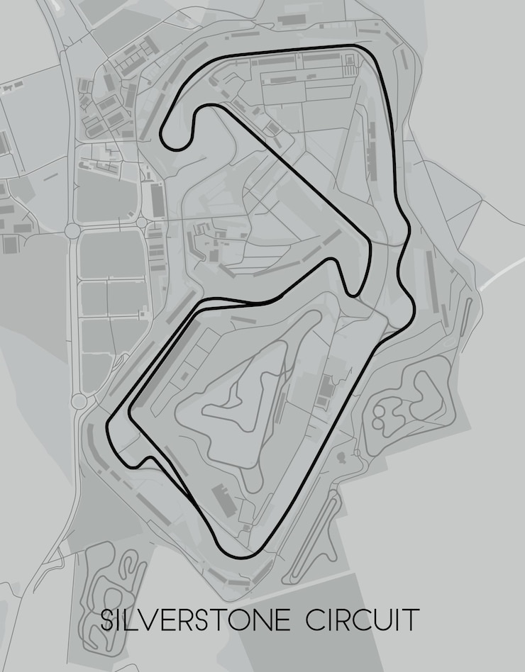 Vector circuito de carreras de automóviles de silverstone reino unido