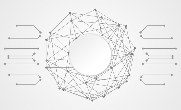 circuito de círculo de tecnología abstracta conexión de enlace digital sobre fondo gris blanco de alta tecnología