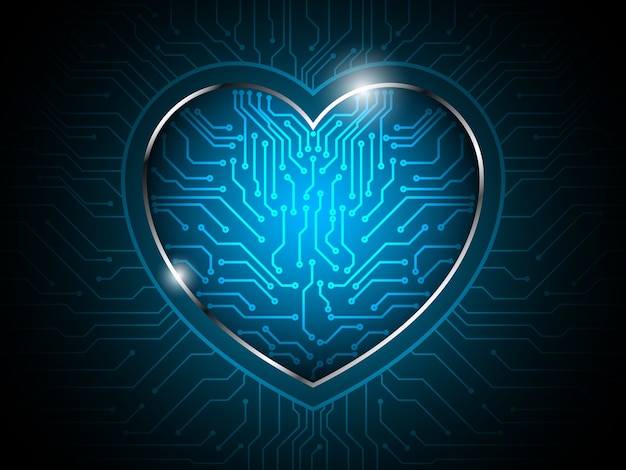 circuito del corazón fondo de tecnología abstracta