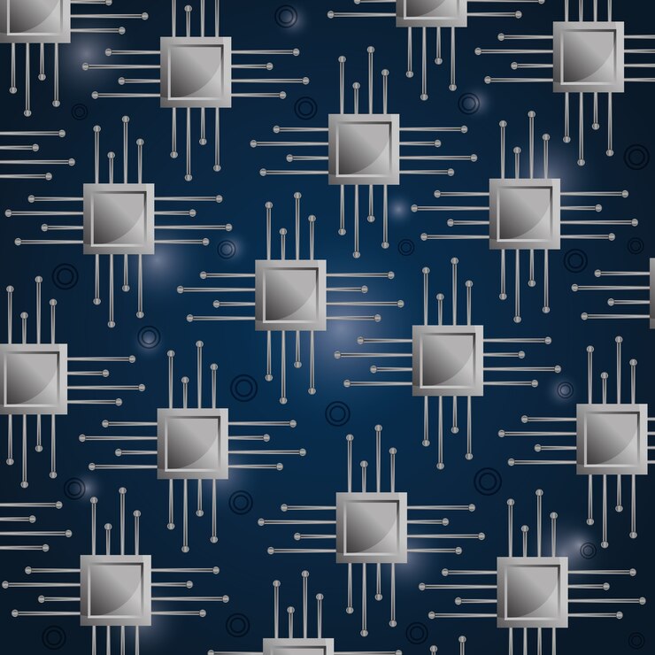 Vector circuito sin fisuras de fondo de microchip