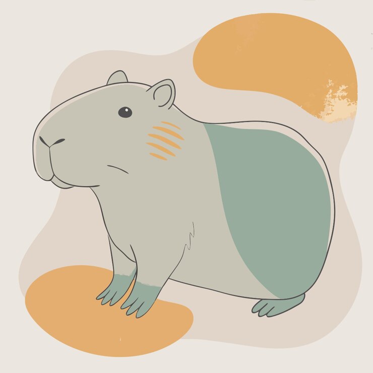 Vector circuito de línea de ilustración vectorial de capibara