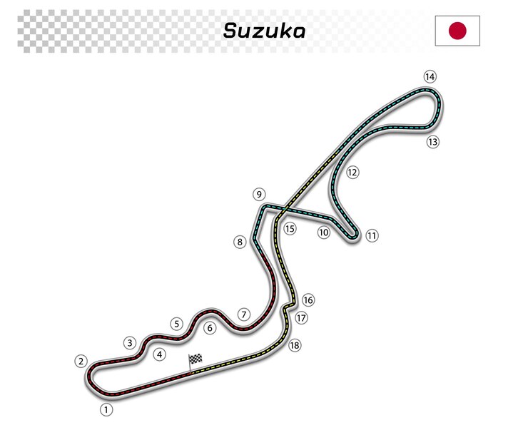 Vector circuito de suzuka para deportes de motor y autosport