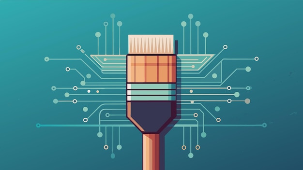 Vector los circuitos y cables intrincados están delicadamente tejidos en las cerdas de cada cepillo que sirve como un