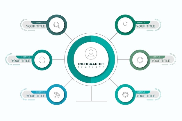 círculo de 6 elementos infográficos