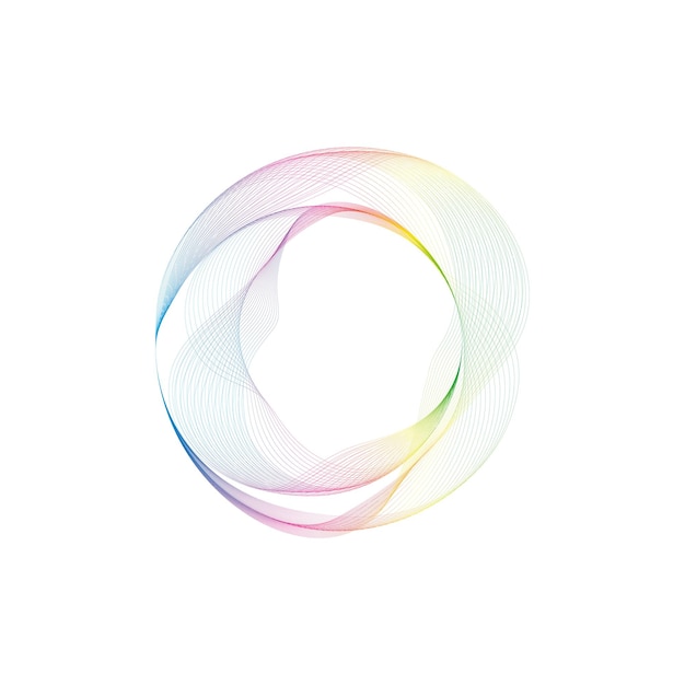 un círculo abstracto con líneas de colores en él se muestra en un fondo blanco