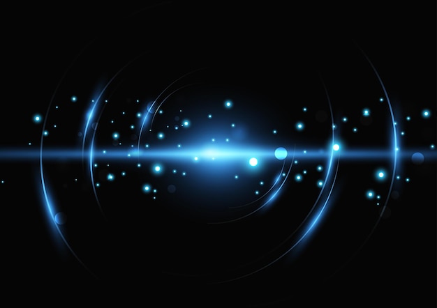 Círculo abstracto moderno de luz, ilustración vectorial del efecto de la tecnología de anillo sobre un fondo negro.