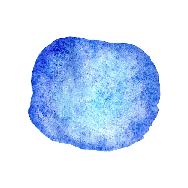 Círculo de acuarela trazo de pincel azul cortado de fondo blanco