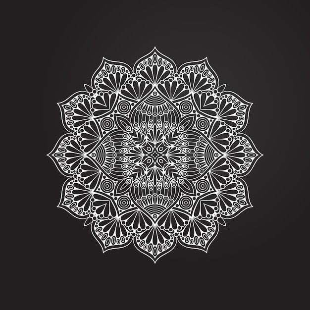 Círculo de adorno blanco y negro, colección de encaje redondo ornamental