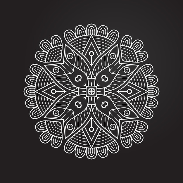 Círculo de adorno blanco y negro, colección de encaje redondo ornamental