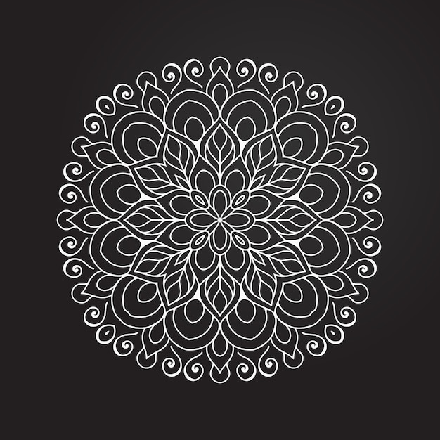 Círculo de adorno blanco y negro, colección de encaje redondo ornamental