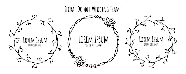 Vector círculo aislado dibujado a mano doodle flora