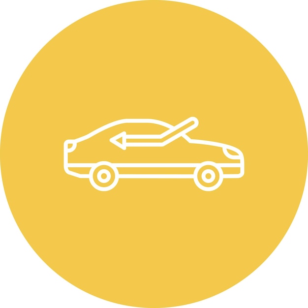 un círculo amarillo con un coche en él que dice coche