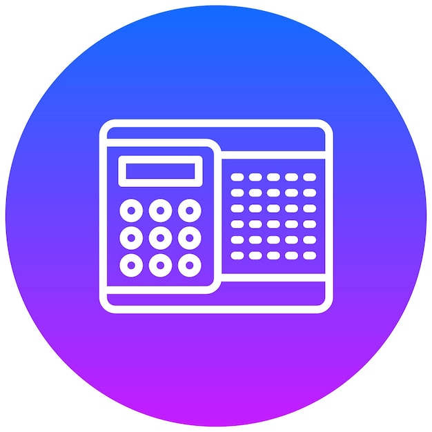 un círculo azul y blanco con una calculadora en él