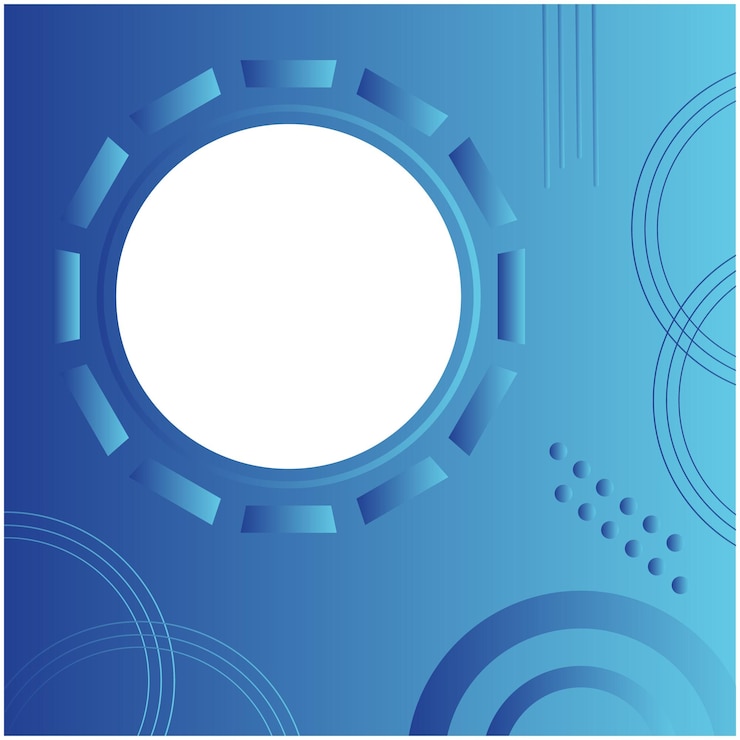 Vector un círculo azul y blanco con un fondo azul con círculos y círculos