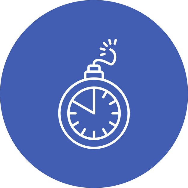 un círculo azul y blanco con un reloj en él