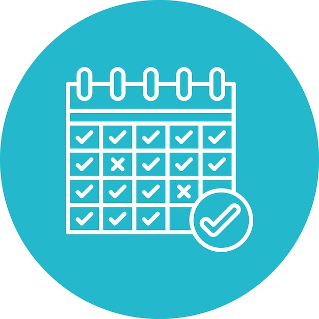 un círculo azul con un calendario que dice la fecha en él